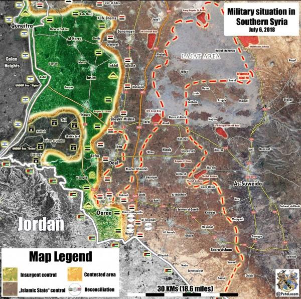 карта южной Сирии