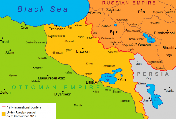 Территория занятая Русской армией к сентябрю 1917