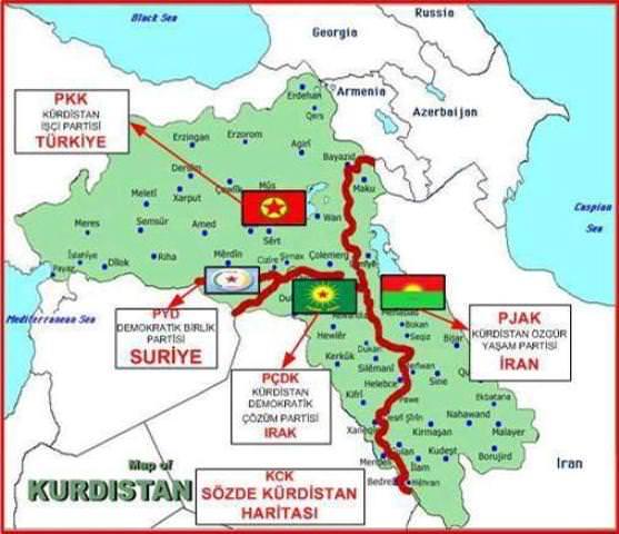 Карта планируемого нового государства Курдистан