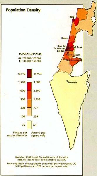 население Израиля плотность
