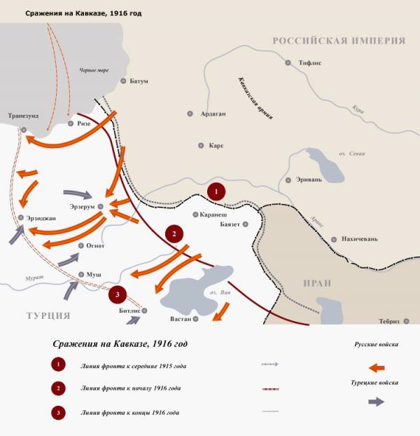 русско-турецкая война 1915-16 карта